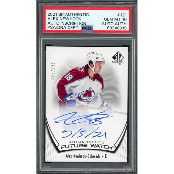 2021 SP Authentic Alex Newhook Future Watch Autograph INSCRIBED - PSA 10