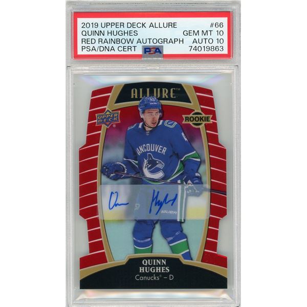 2019 Upper Deck Allure Quinn Hughes Red Rainbow Die-Cut Autograph - PSA 10 (Auto 10)
