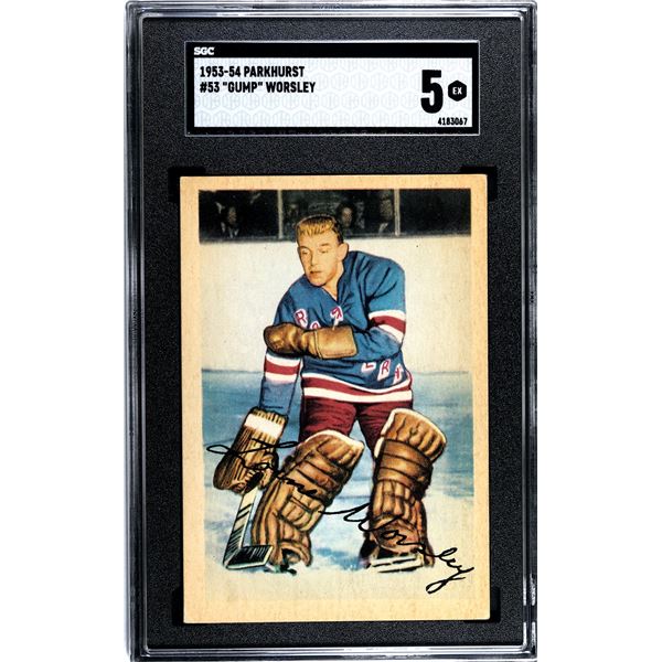 1953-54 Parkhurst #53 Gump Worsley RC (SGC 5)