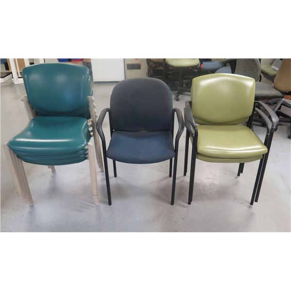 Qty 7 Chairs (6 Stackable) w/ Padded Backs & Seats, Misc Styles & Sizes