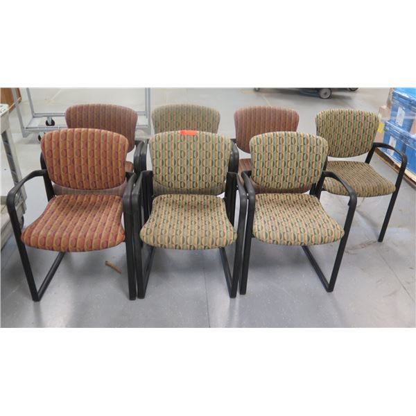 Qty 7 Stationary Armchairs w/ Upholstered Backs & Seats, Misc Styles & Sizes