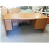 Image 11 : Wooden Desk 63"x29"x29"H w/ Side Cabinet 72"L & 2-Drawer File, etc