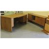 Image 1 : Wooden Desk 63"x29"x29"H w/ Side Cabinet 72"L & 2-Drawer File, etc