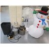 Image 1 : Misc Cleaning Equipment: Waste Cans, Mop Bucket, Fan, etc w/ Inflatable Snowman