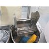 Image 8 : Misc Cleaning Equipment: Waste Cans, Mop Bucket, Fan, etc w/ Inflatable Snowman