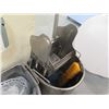 Image 9 : Misc Cleaning Equipment: Waste Cans, Mop Bucket, Fan, etc w/ Inflatable Snowman