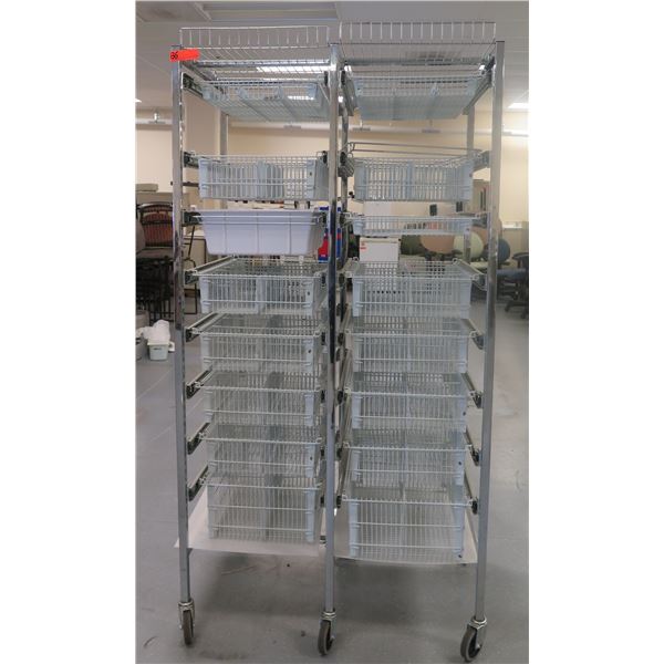 Logiquip FR68-III Rolling Rack w/ Wire Basket Storage 38"x24"x73"H