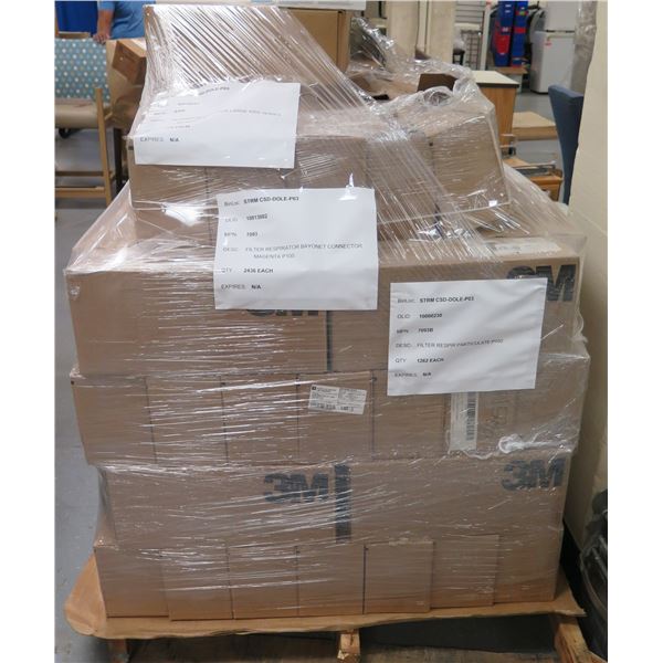 Contents of Pallet:  3M Respirators Half-Face Large 6000 Series & Bayonet Connectors