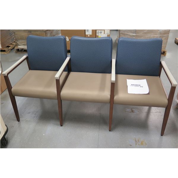 Wooden 3-Seat Chair Upholstered Backs & Seats