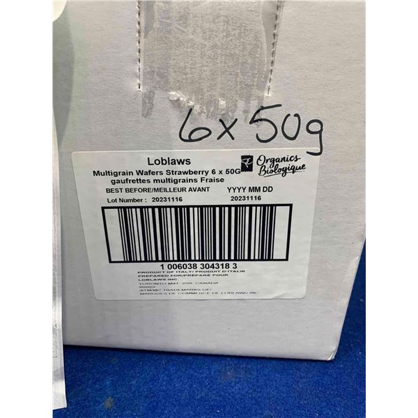 Presidents Choice Organics Multigrain Strawberry Wafers (6 x 50g)