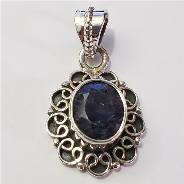 Silver Gemstone W/ Cord Pendant (~Size 0) (~length 0inches) (~weight 3.5g), Suggested Retail Value $