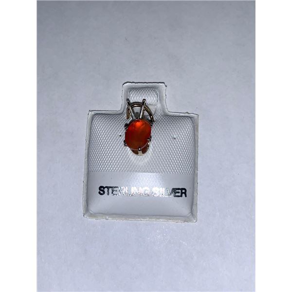 Sterling Silver Oval Cut .45 Carat Ruby Solitaire Pendant