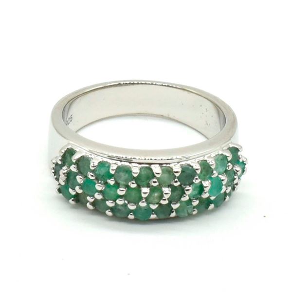 Silver Emerald(0.9ct) Rhodium Plated Ring (~Size 0) (~length 0 inches) (~weight 5.8g), Suggested Ret