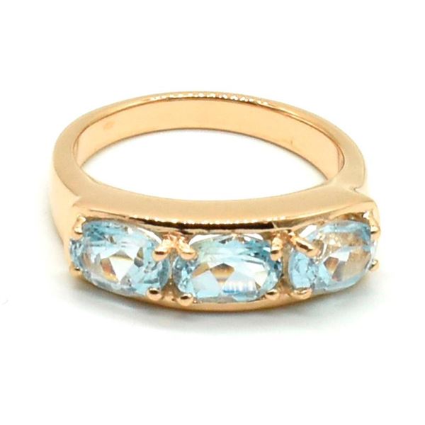 RoseGold Plated Silver Blue Topaz(1.35ct) Rose Gold Plated Ring (~Size 0) (~length 0 inches) (~weigh