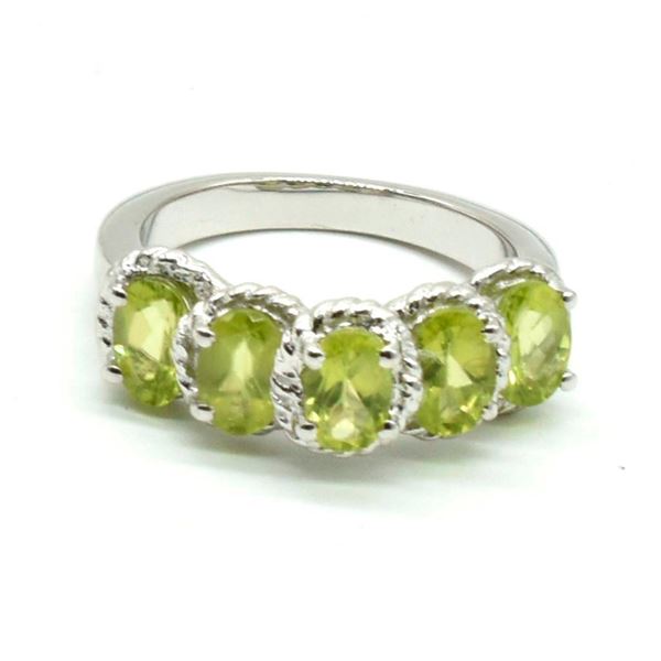 Silver Peridot(2.25ct) Rhodium Plated Ring (~Size 0) (~length 0 inches) (~weight 5.95g), Suggested R