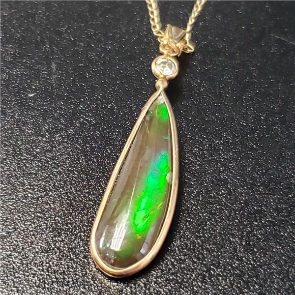 10&14K Yellow Gold Canadian Ammolite 16" Necklace (~Size 0) (~length 0 inches), Suggested Retail Val