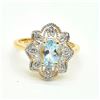 Image 1 : Gold plated Silver Blue Topaz White Topaz(1.2ct) Gold Rhodium Plated Ring (~Size 0) (~length 0 inche