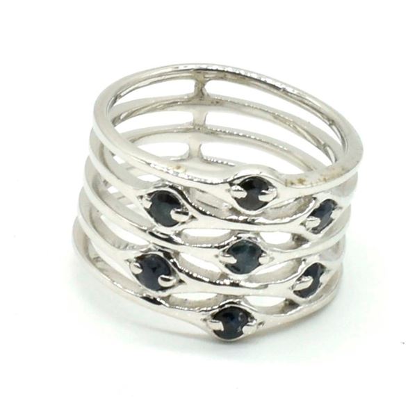 Silver Blue Sapphire(0.45ct) Rhodium Plated Ring (~Size 0) (~length 0 inches) (~weight 4.95g), Sugge