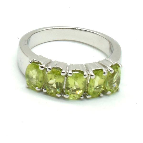 Silver Peridot(2.25ct) Rhodium Plated Ring (~Size 0) (~length 0 inches) (~weight 5.2g), Suggested Re
