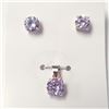 Image 1 : Silver Pink Cz Earring And Pendant Set, Suggested Retail Value $60