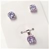 Image 2 : Silver Pink Cz Earring And Pendant Set, Suggested Retail Value $60