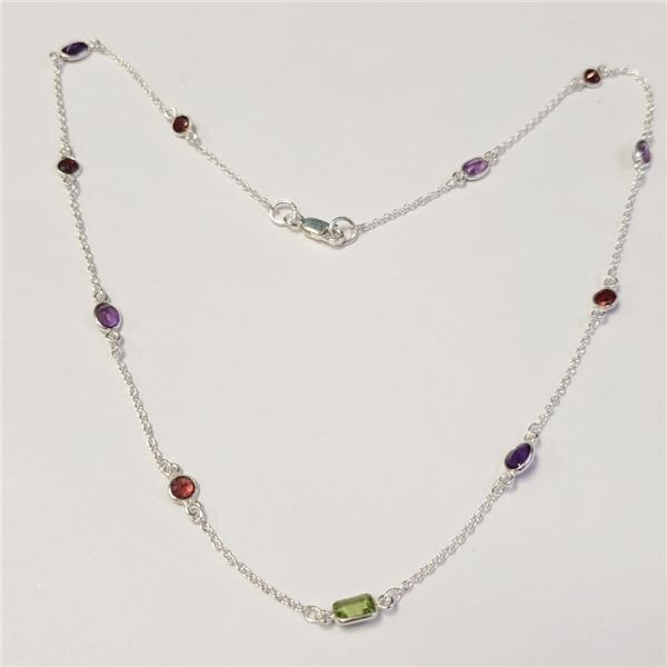 Silver Genuine Gemstone 18" Necklace, Suggested Retail Value $240