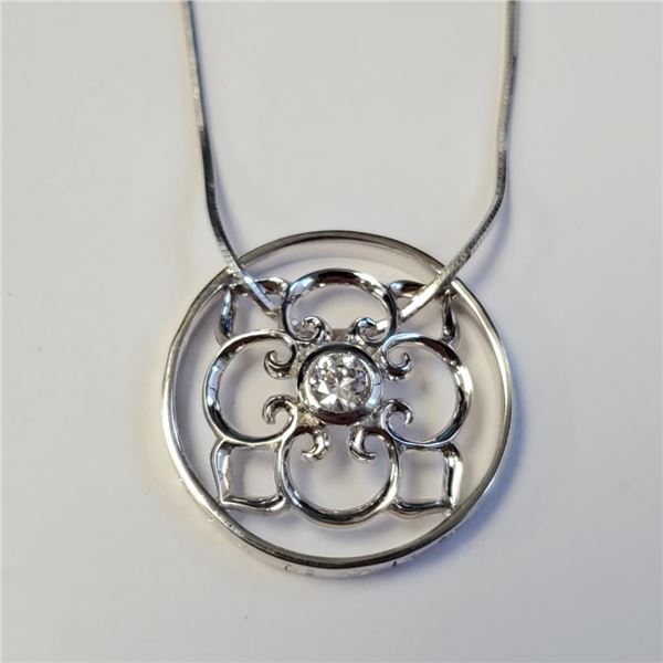 Silver Cz And Diamond 16" Necklace, Suggested Retail Value $160
