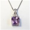 Image 1 : Silver Amethyst 18" (1.5ct) Diamond(0.04ct) Necklace, Suggested Retail Value $360