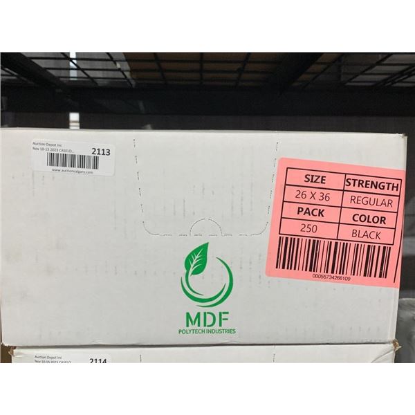 CASE LOT - MDF Black 26 x 36 Regular Garbage Bags 250 Pack