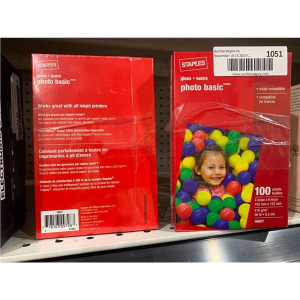 Staples Gloss Photo Basics 100 Sheets 4"x6" Lot of 2