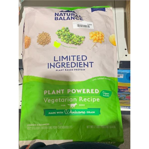 Natural Balance Plant Powered Vegetarian Recipe Dog Kibble 12lb
