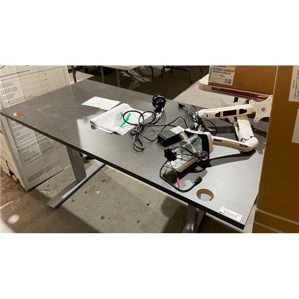 Bestar Adjustable Desk with Dual Monitor Mount