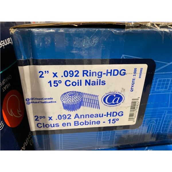 Crisp-Air 2" x .092 Ring-HDG 15° Coil Nails - 3600 Count