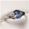 Image 2 : 10K White Gold Sapphire(1ct) Diamond(0.06ct) Ring (~Size 7)( (~weight 1.75g), Made in Canada, Apprai
