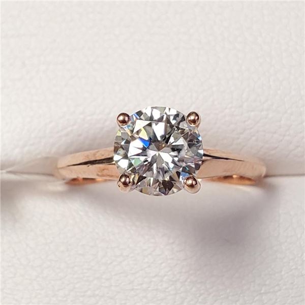 10K Rose Gold Moissanite(0.8ct) Ring (~Size 6) (~weight 1.61g), Made in Canada, Appraised Retail $10