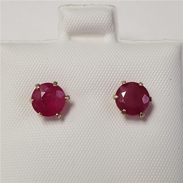 10K Yellow Gold Ruby(3.1ct) Earrings (~weight 1.06g), Made in Canada, Appraised Retail $965