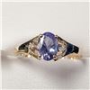 Image 1 : 10K Yellow Gold Tanzanite(0.9ct) Diamond(0.02ct) Ring (~Size 7.5)(~weight 1.6g), Made in Canada, App