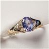 Image 2 : 10K Yellow Gold Tanzanite(0.9ct) Diamond(0.02ct) Ring (~Size 7.5)(~weight 1.6g), Made in Canada, App