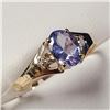 Image 4 : 10K Yellow Gold Tanzanite(0.9ct) Diamond(0.02ct) Ring (~Size 7.5)(~weight 1.6g), Made in Canada, App