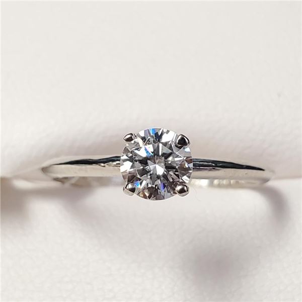 10K White Gold Moissanite(0.5ct) Ring (~Size 7) (~weight 1.17g), Made in Canada, Appraised Retail $9