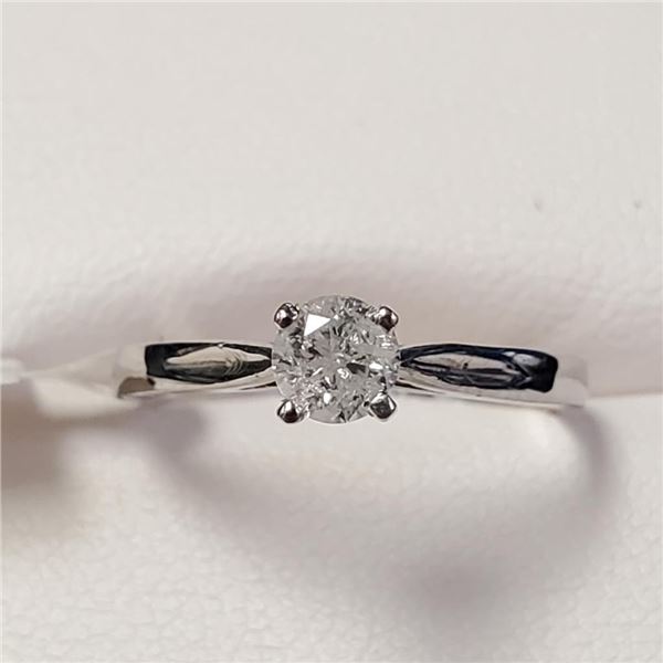 14K White Gold Diamond (0.25Ct,I2,G) Ring (~Size 6) (~weight 1.53g), Made in Canada, Appraised Retai