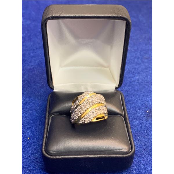 Ladies natural Diamond 1.50 CARAT Multi Cluster 14KT Gold on 925 Silver Ring with APPRAISAL VALUE $2