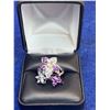 Image 1 : Natural Amethyst & Topaz Round/Marquise Cut 2.02 Carat Floral Cluster ring 10 KT Gold with APPRAISAL