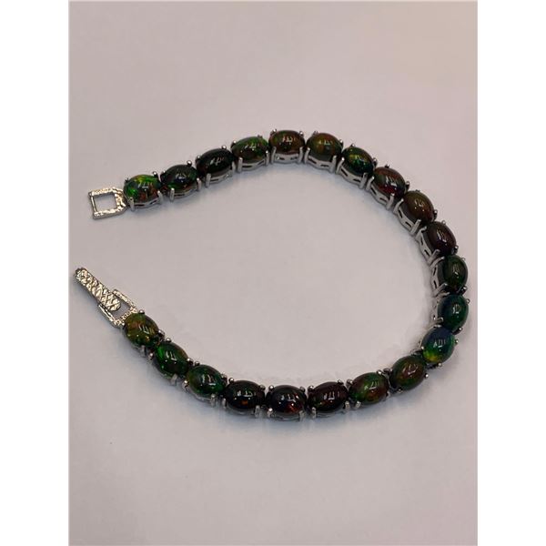 Natural Black Opal Cabochon Cut 17.85 Multi Stone Tennis Bracelet with APPRAISAL VALUE $2100.00