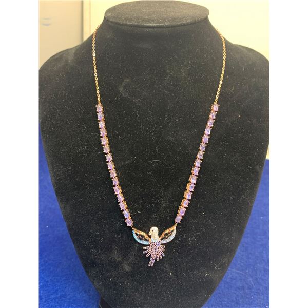 Natural Sapphire Marquis Cut 7.40 Carat  .925 Bird Pendant & Chain Set with APPRAISAL VALUE $680.00