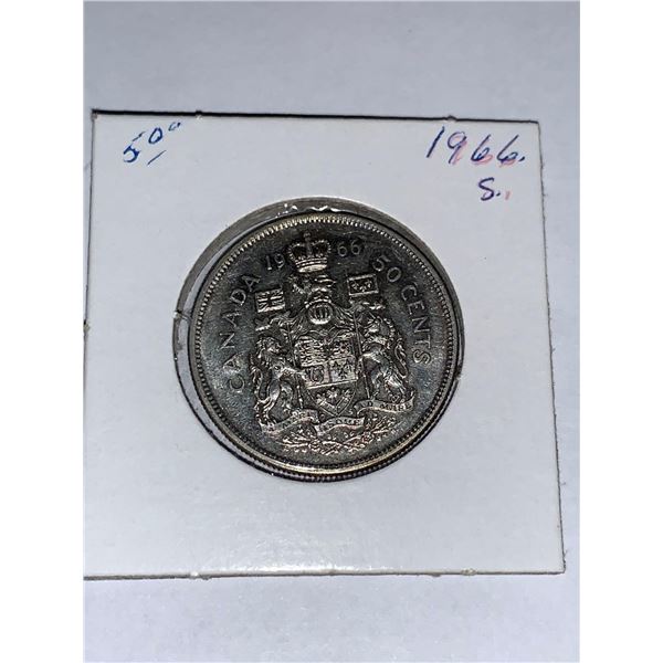 Canada Vintage 1966 SILVER Half Dollar Coin