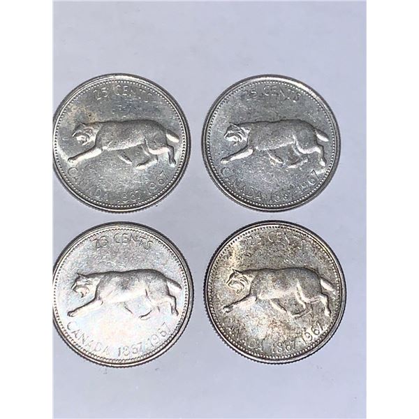 Canada Vintage Centennial 1867-1967 SILVER Quarters - LOT OF 4
