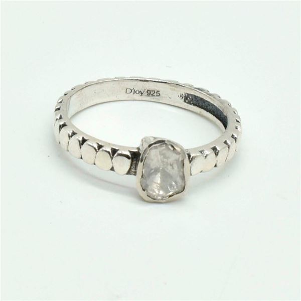 Silver Diamond (0.4ct) Rhodium Plated Ring (~weight 2.6g), with Appraisal certificate $355.00