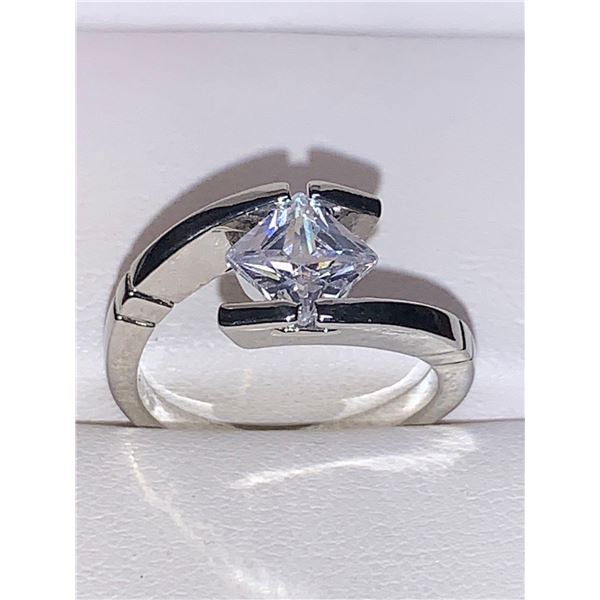 Princess Square Cut .65 Carat Bezel Set Floating Solitaire Ring