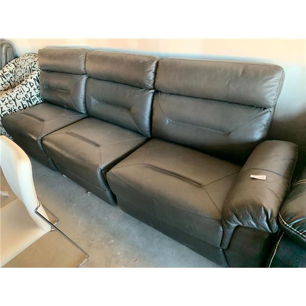 Grey Leather Triple Seat Sofa Section Lounger component